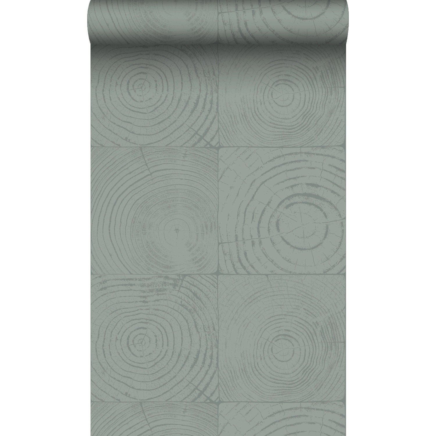Origin Wallcoverings Tapete Querschnitte von Baumstämmen Lagunengrün 53 cm günstig online kaufen