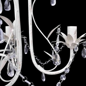 vidaXL Kronleuchter Pendelleuchte Kristall Lampe Lüster Leuchte weiß 240686