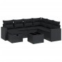 Schwarze 8-tlg. vidaXL Garten-Sofagarnitur aus Poly Rattan mit Kissen und Tisch.