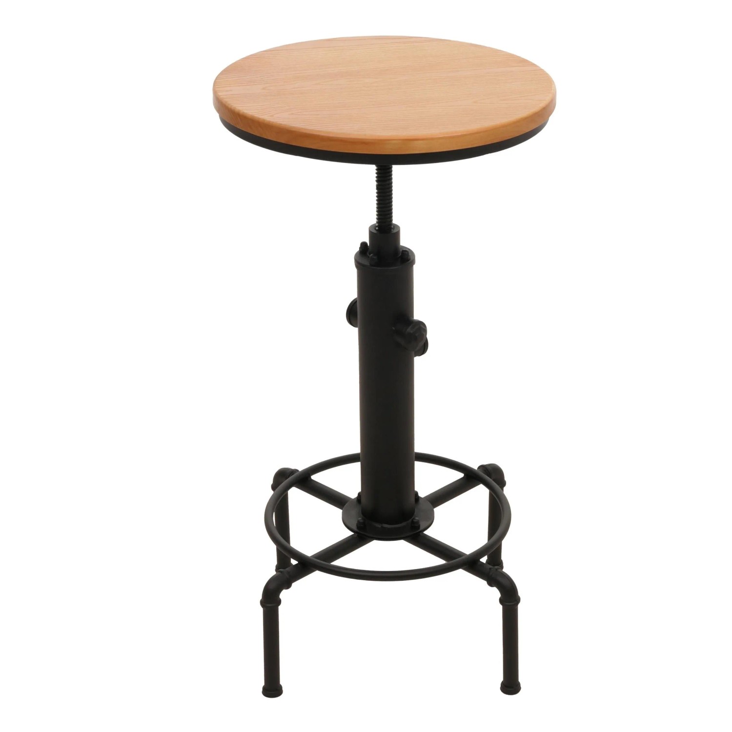 MCW Bartisch N23 Höhenverstellbar Drehbar Fußablage Industrial Eisen Massiv-Holz Natur