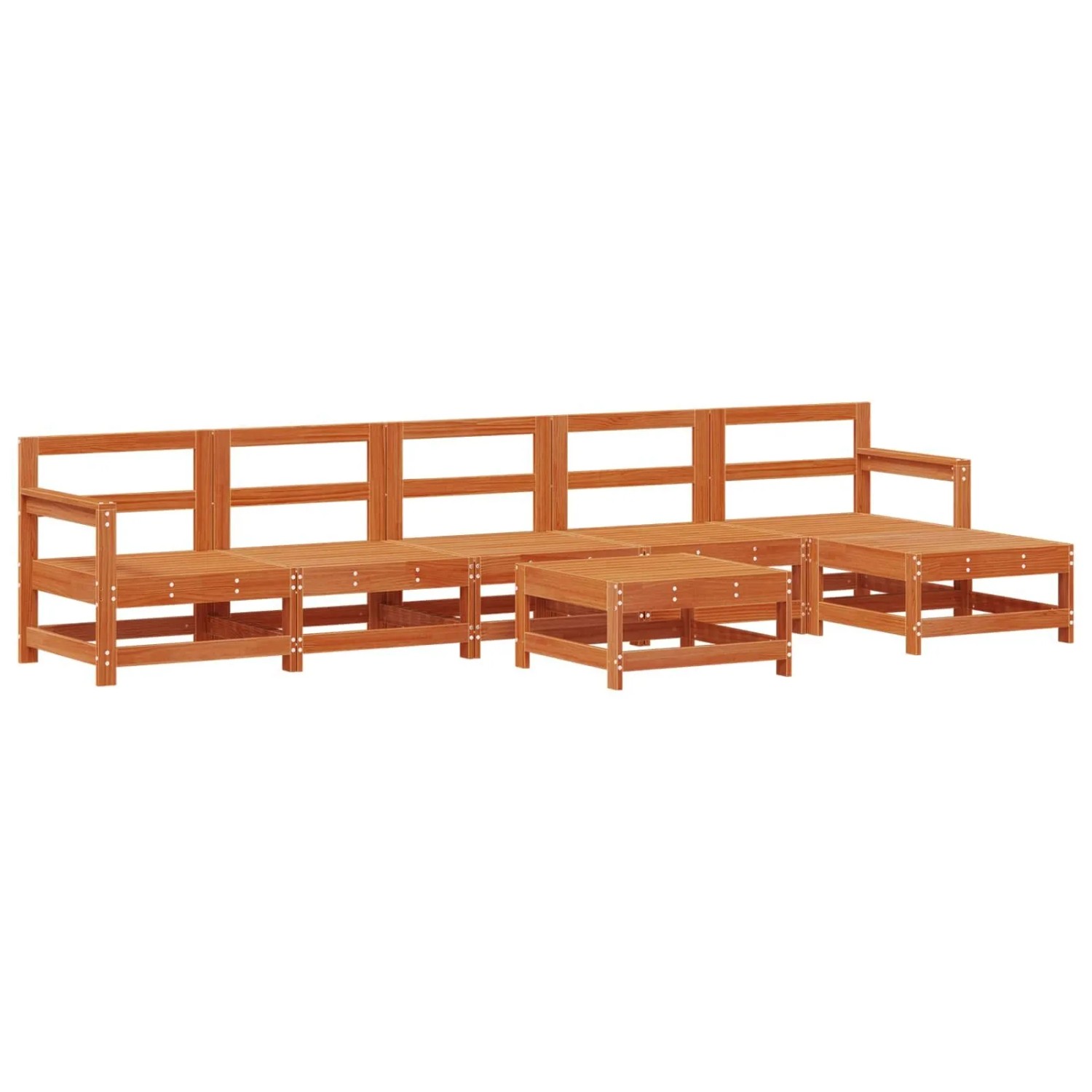 vidaXL Garten-Lounge-Set 6-Tlg Wachsbraun Massives Kiefernholz 3418127