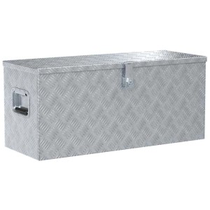 DELUKE Aluminiumbox Mit Deckel Abschließbar Alubox Deichselbox Alu Anhängerbox Werkzeugkiste Transportbox Metallkiste 90,5x35x40cm Silber