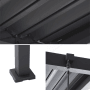 Details der MWH BBQ Pergola: Anthrazit-Lamellendach, stabiler Stahlpfosten und Verstellmechanismus für Sonnenschutz.