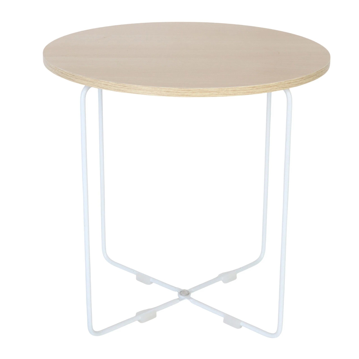 Relaxdays Beistelltisch MDF Eisen Natur Weiß Rund 40 cm x 40 cm x 40 cm