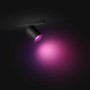 Schwarzer Philips Hue Perifo LED-Spot zur Schienensystem-Erweiterung mit farbigem Licht.