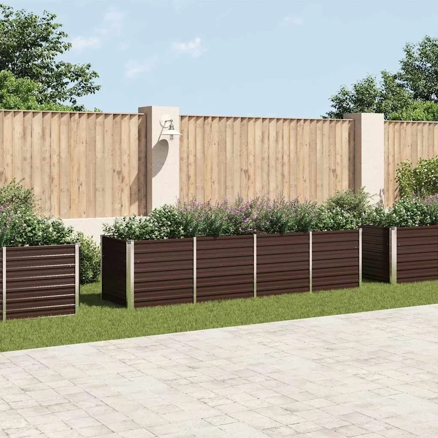 Furnicato Garten-hochbeet Braun 320 X 80 X 77 Cm Verzinkter Stahl