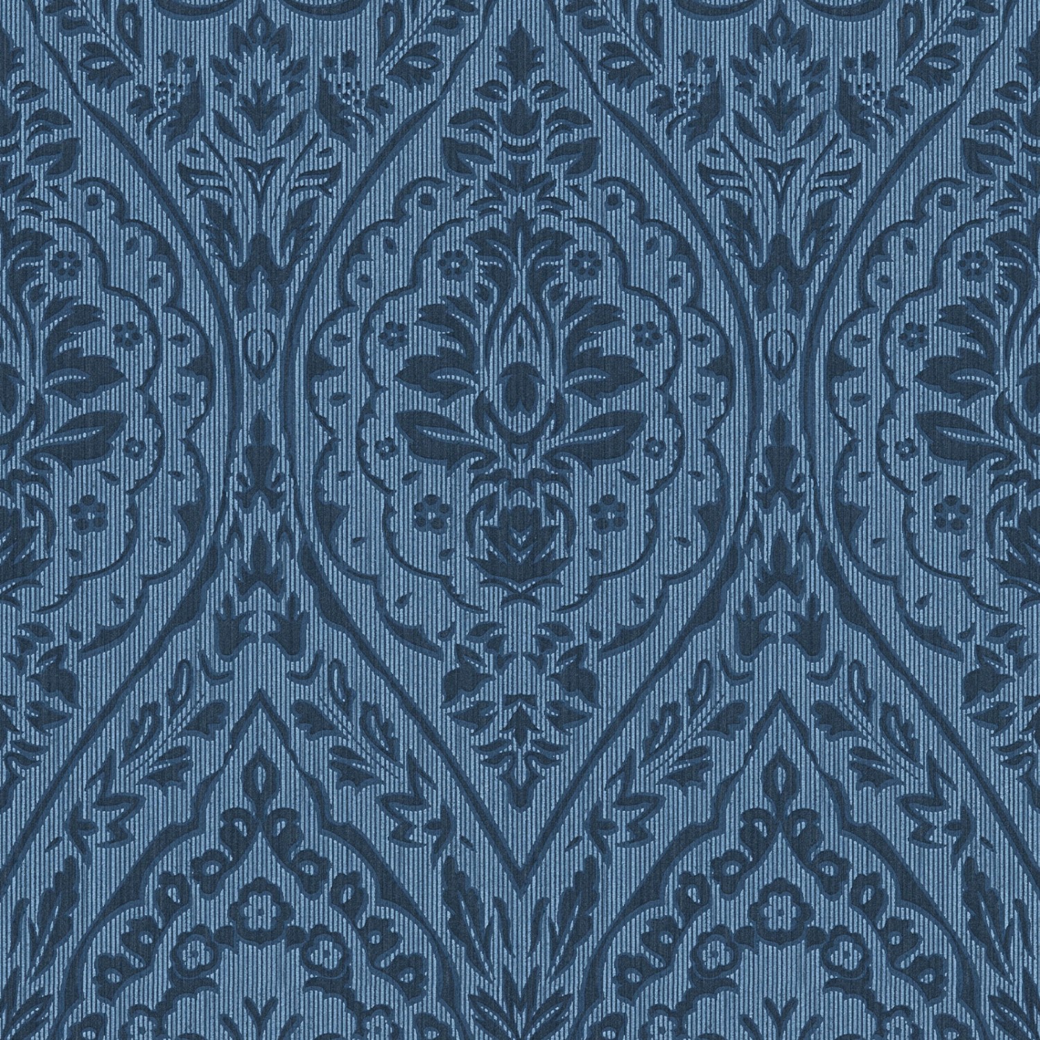 Bricoflor Ornament Tapete Blau Elegante Vlies Textiltapete mit Barock Muster Floral Dunkelblaue Textil Vliestapete für L