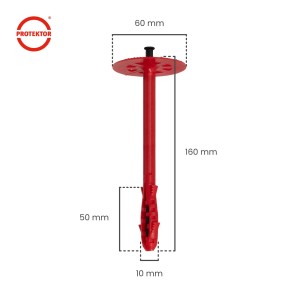 Protektor Dämmstoffdübel, rot, mit Kunststoffnagel, 10x160mm, für WDVS-Systeme.