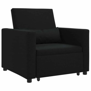 Schwarzes vidaXL Einzel-Schlafsofa mit Rädern, Stoffbezug, Sessel mit Schlaffunktion.