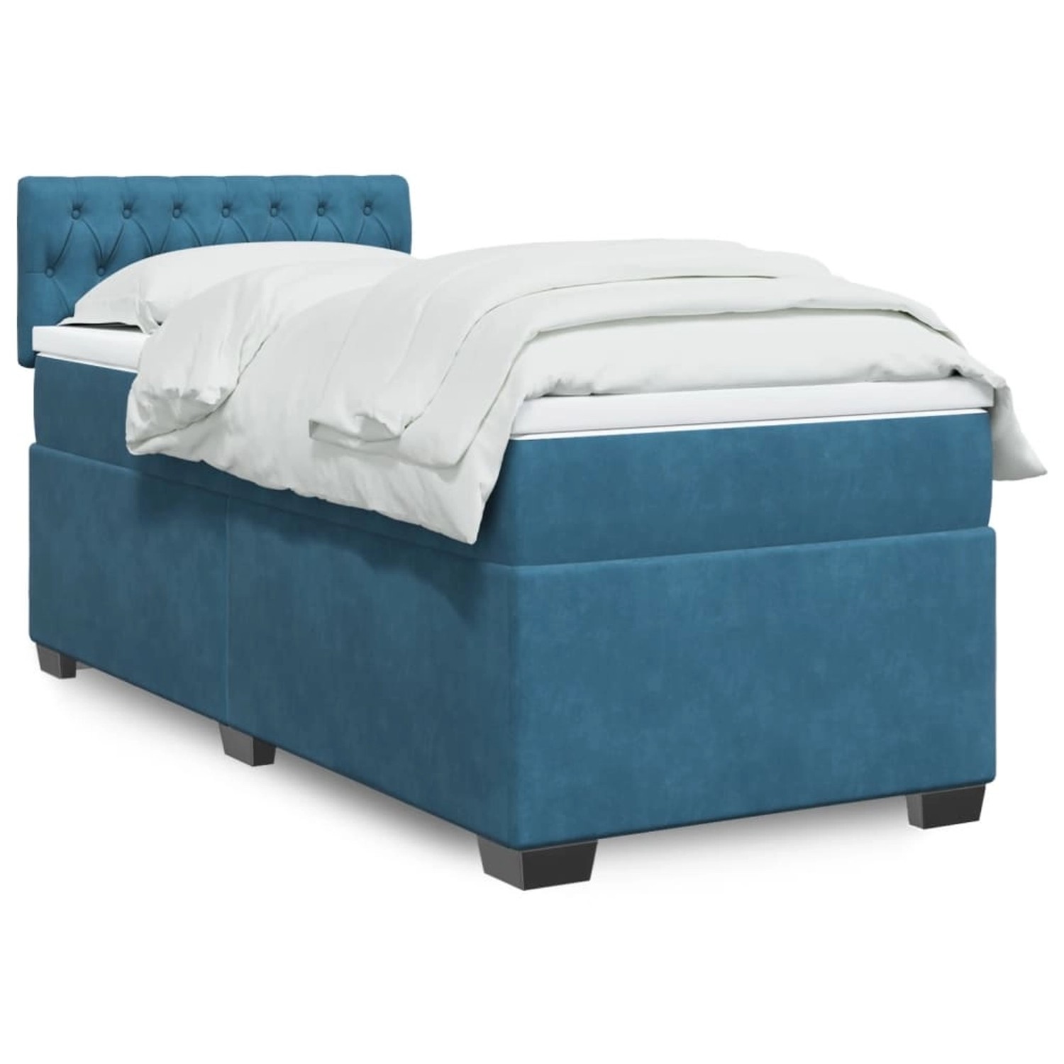 vidaXL Boxspringbett mit Matratze Blau 90x190 cm Samt 3288496 günstig online kaufen