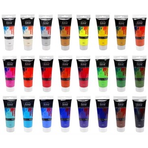 Artina Crylic Acrylfarben, 24 Tuben à 120ml, verschiedene Farben.