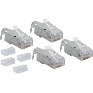Schwaiger CAT 6A/CAT 7 Netzwerkstecker, 4er-Set für Computer & Multimedia.