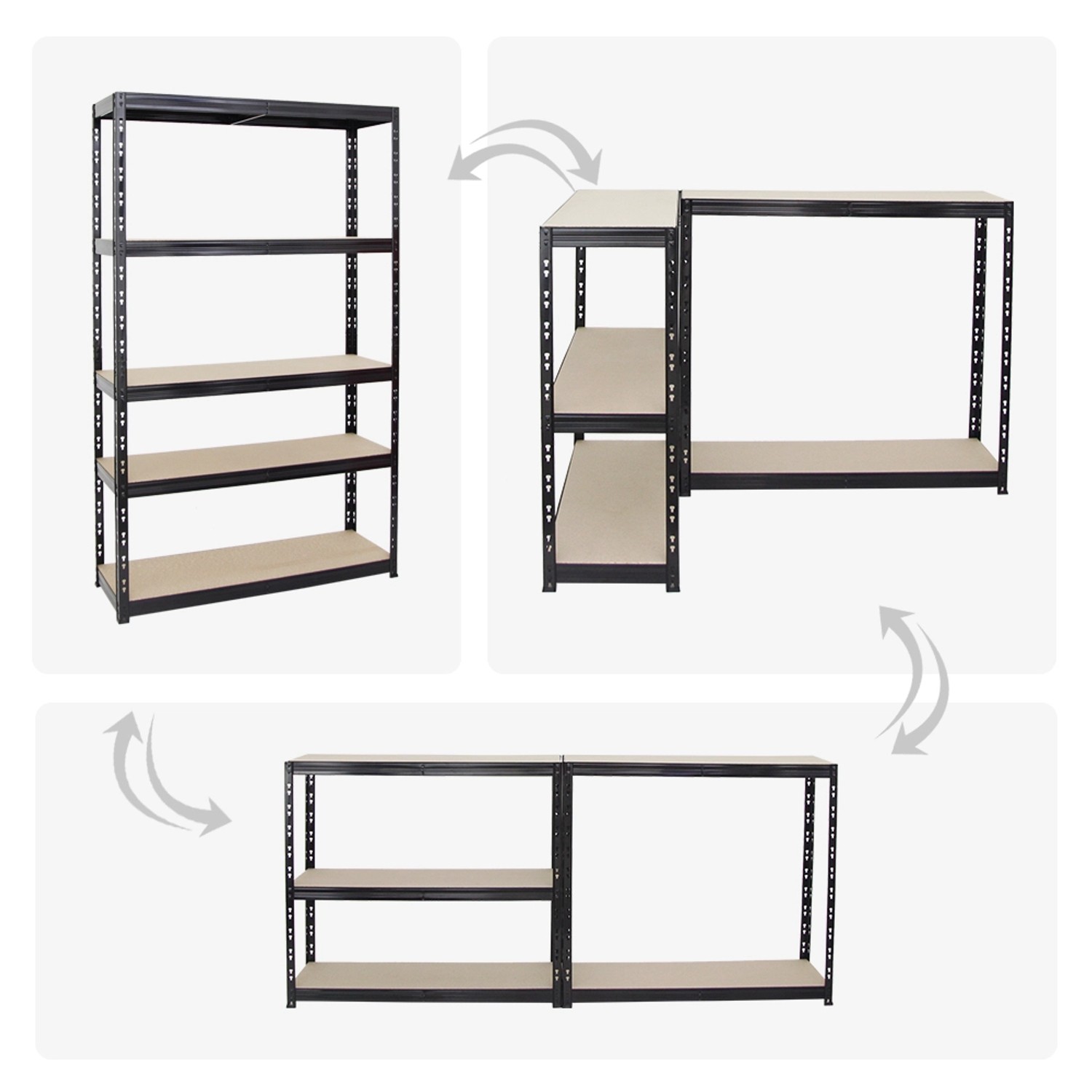 PROREGAL Schwerlastregal Giant Tiger, 200x120x40cm, 5 Ebenen, schwarz, auch als Werkbank nutzbar.