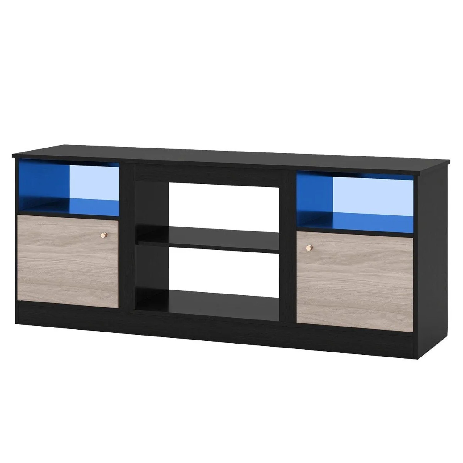 Costway TV-Schrank mit Led-Lichtern Fernsehschrank mit Verstellbarem Regal