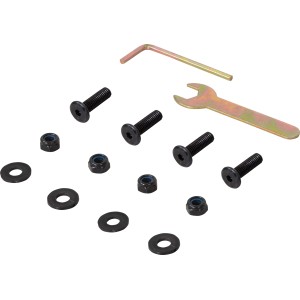 Montageset für Montgomery Balkonset, 14-teilig, mit Schrauben, Muttern, Unterlegscheiben und Werkzeug.
