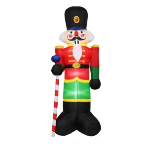 Costway Aufblasbarer Nussknacker-Soldat mit 3 Led-Leuchten 240CM