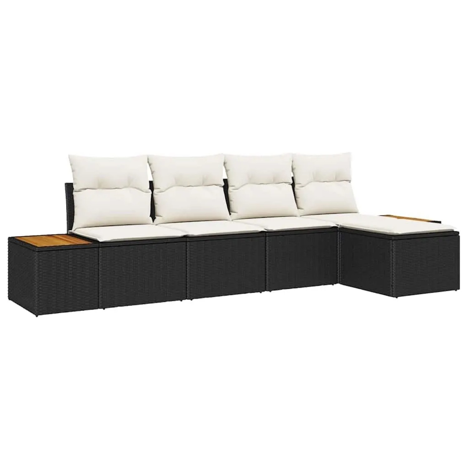 vidaXL Gartensofa-set mit Kissen 5-Tlg Schwarz und Creme Poly-Rattan 335673 günstig online kaufen