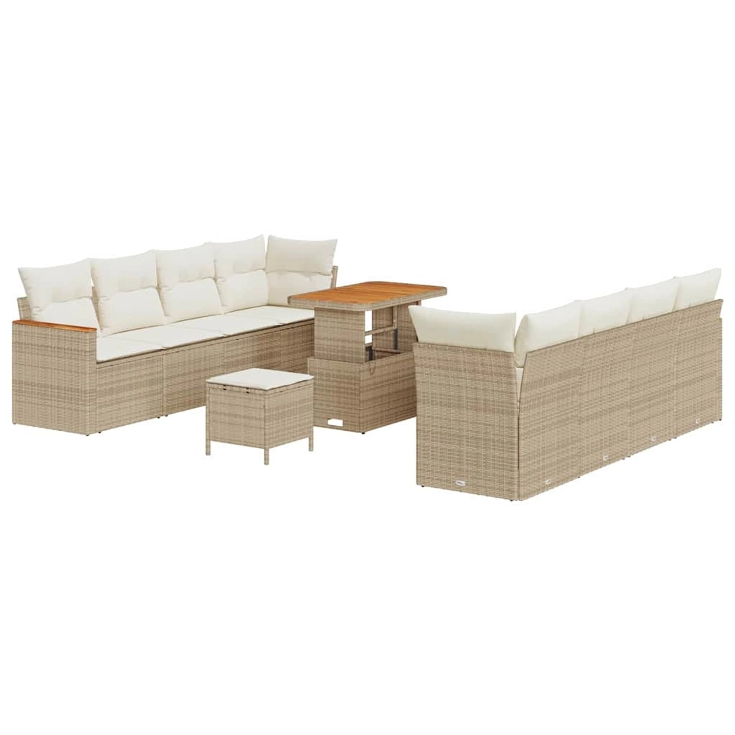 vidaXL Garten-Sofa-Set mit Kissen 11-Tlg Beige Poly Rattan 3363021 günstig online kaufen