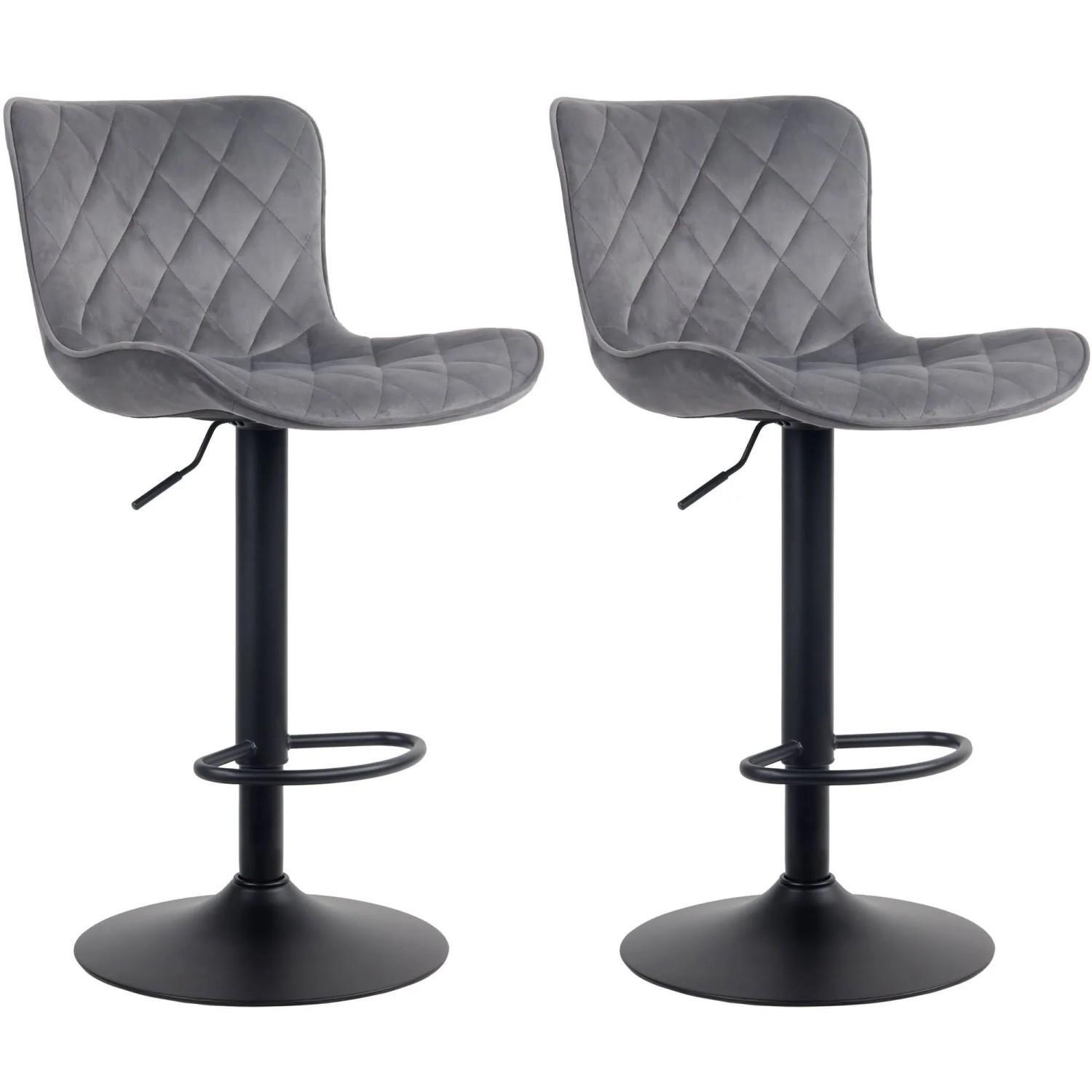 DELUKE 2er Set Barhocker BOZON Samt Dunkelgrau 48x54x83cm Barstuhl Höhenverstellbar Mit Lehne Drehbar Tresenhocker Trese...