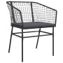 Schwarzer Gartenstuhl aus Polyrattan mit Kissen, Teil der 9-tlg. vidaXL Essgruppe.
