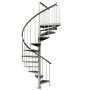 Feuerverzinkte Dolle Außenspindeltreppe Gardenspin, Ø 185 cm, mit Lochblechstufen und Handlauf.