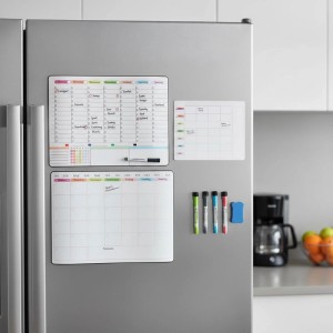 Relaxdays Whiteboard für Kühlschrank 3er Set Kunststoff Weiß Magnetisch Abwischbar 30 cm x 42 cm 20 cm x 28 cm 0,6 kg
