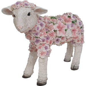 Stehendes Deko-Blumenschaf, 35 cm, aus Polyresin, ideal für die Gartendekoration.