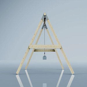 PolarPlay Schaukel Giraffe, Eisblau: Holzschaukel mit Trapez, ideal für Spiel & Spaß im Garten.