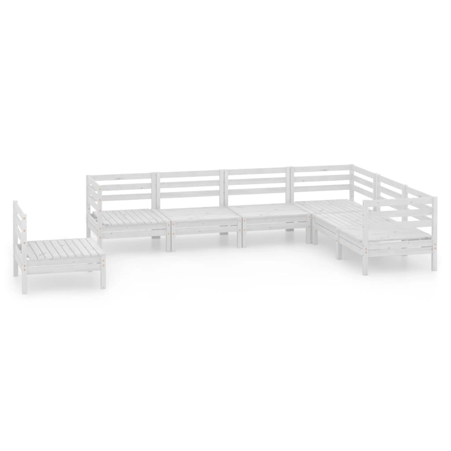 vidaXL 7-Tlg Garten-Lounge-Set Massivholz Kiefer Weiß 3083035