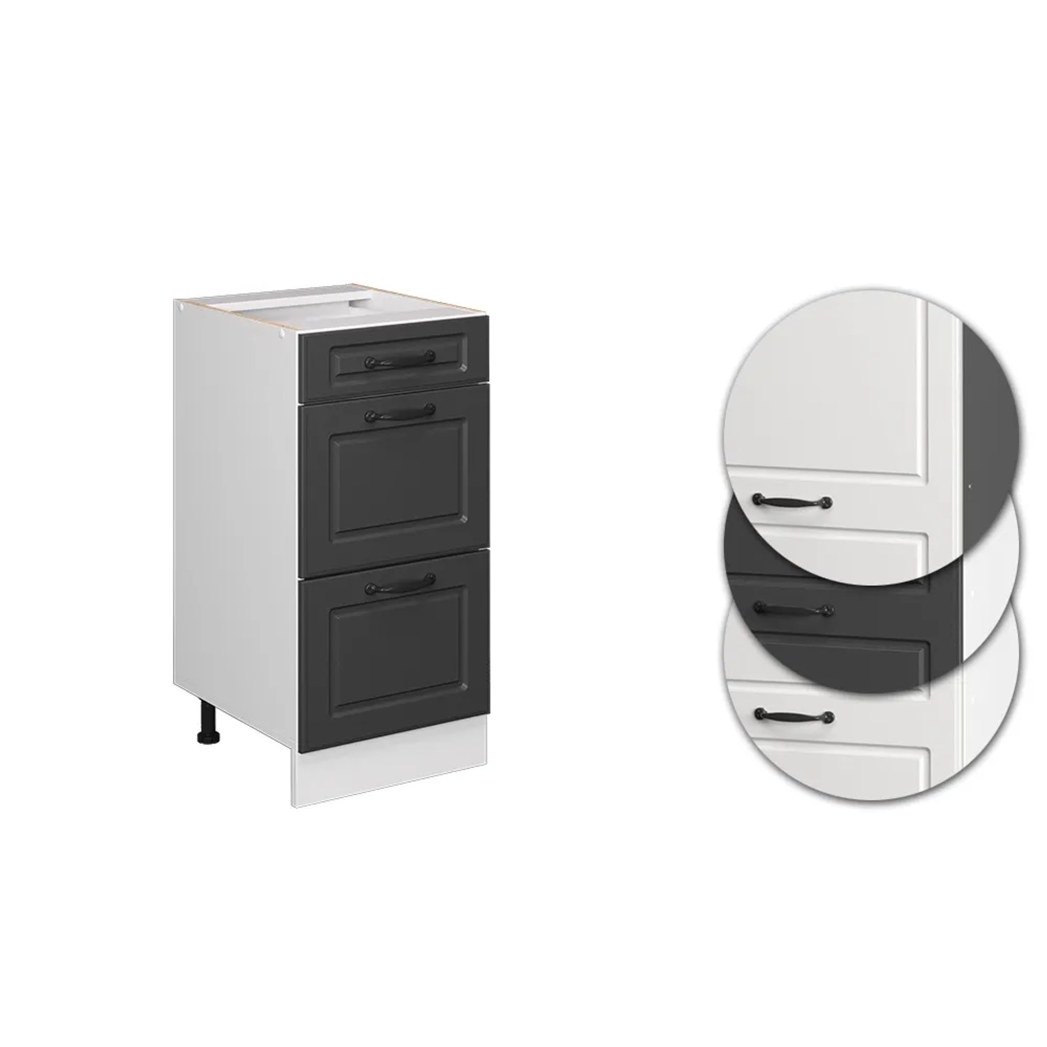 Vicco Küchenunterschrank R-Line, 40 cm, Anthrazit/Weiß, mit Schubladen.
