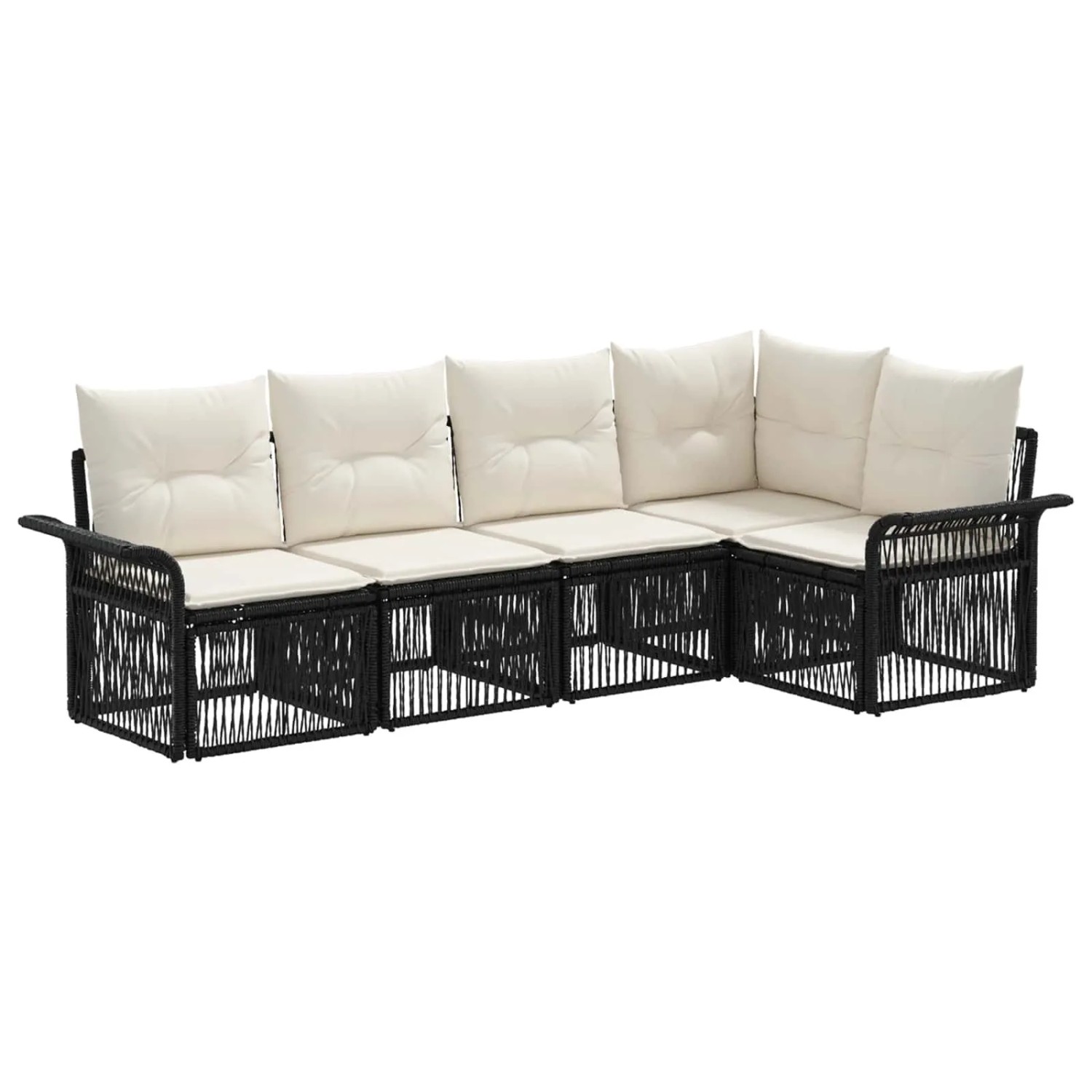 vidaXL Gartensofa-Set 5-Tlg Schwarz Poly-Rattan 3434827
