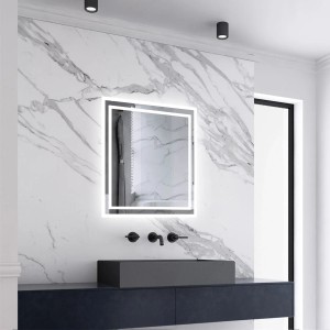 Aica Sanitär Badspiegel 60x50 cm Spiegel mit LED Beleuchtung Touch Wandschalter Kaltweiß Beschlagfrei Wandspiegel Badezimmerspiegel