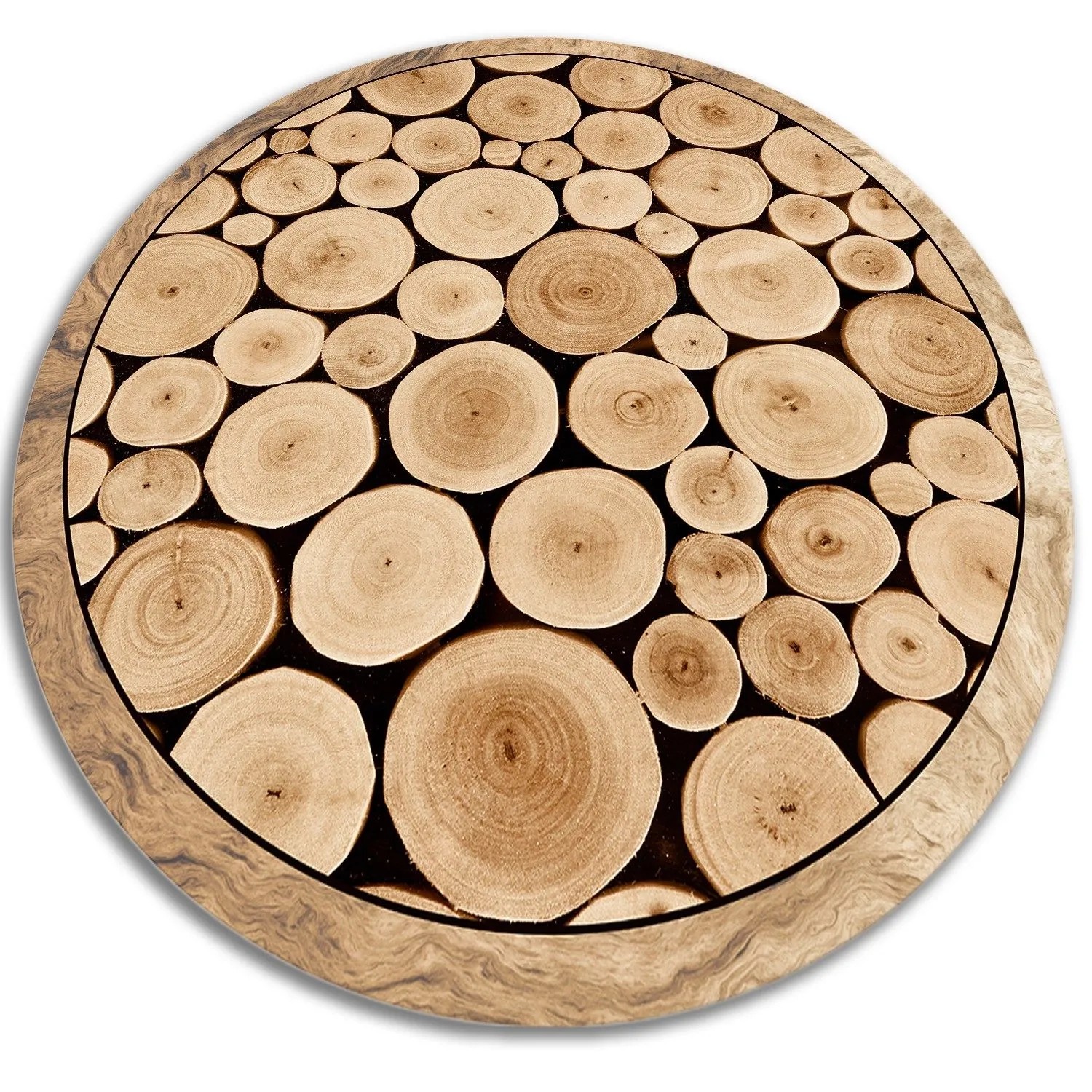 Tulup Teppich Querschnitt des Stammes Vloerkleed Op Vinyl 120x120 cm Schwar günstig online kaufen