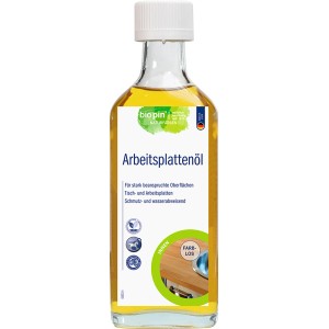Biopin Arbeitsplatten-Hartöl, farblos, 250ml Flasche. Holzöl für den Innenbereich.