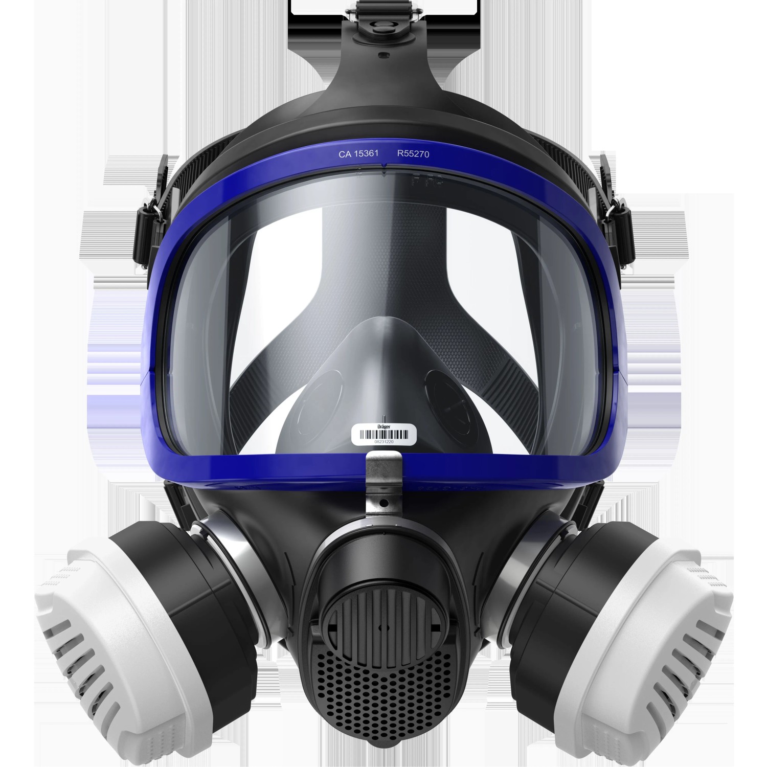 Dräger X-plore 5500 Lackiererset mit A2P3-Filtern, Vollmaske in Schwarz-Weiß für Atemschutz.