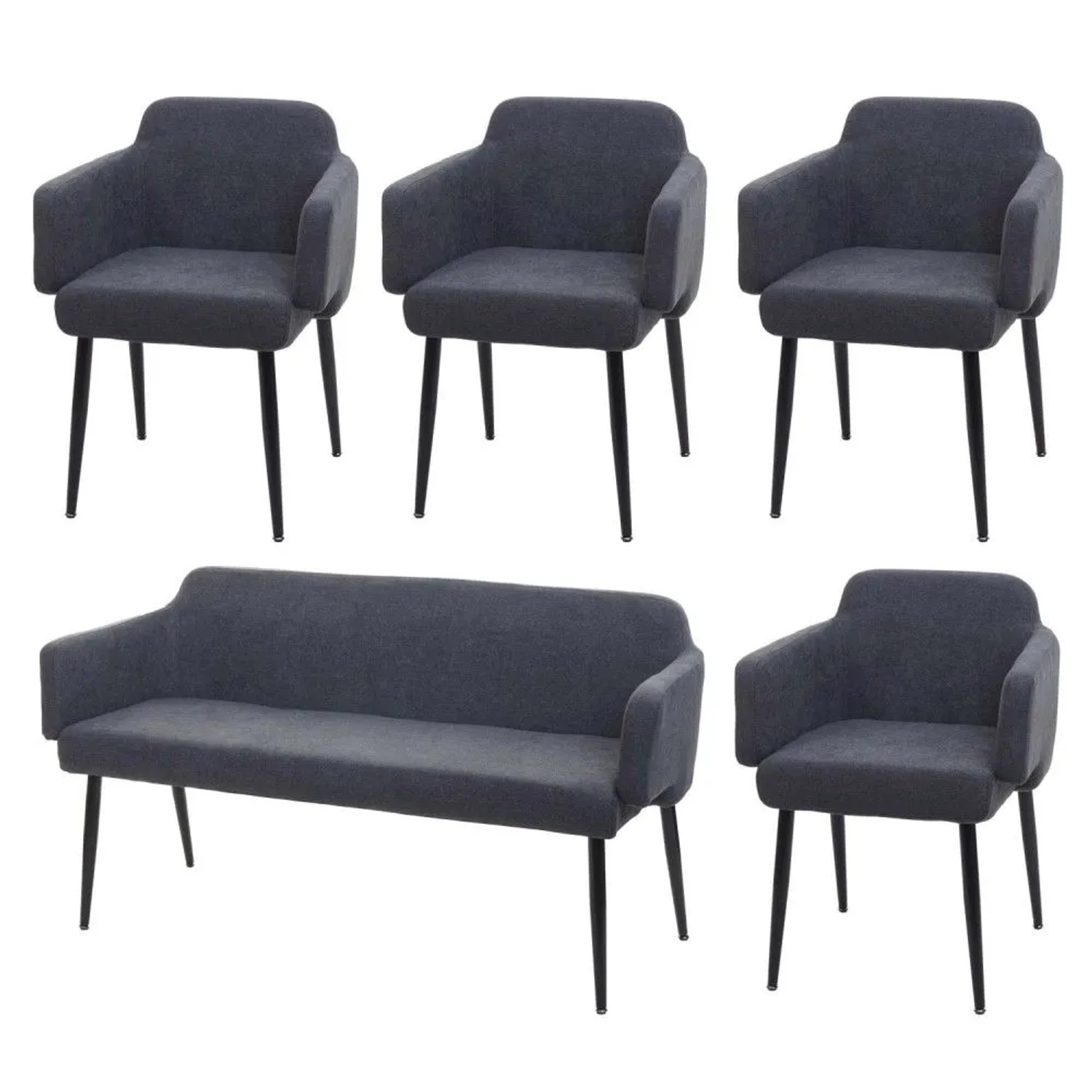 MCW Esszimmer-Set L13 5-teilig 4er-Set Stuhl+Sitzbank Anthrazit