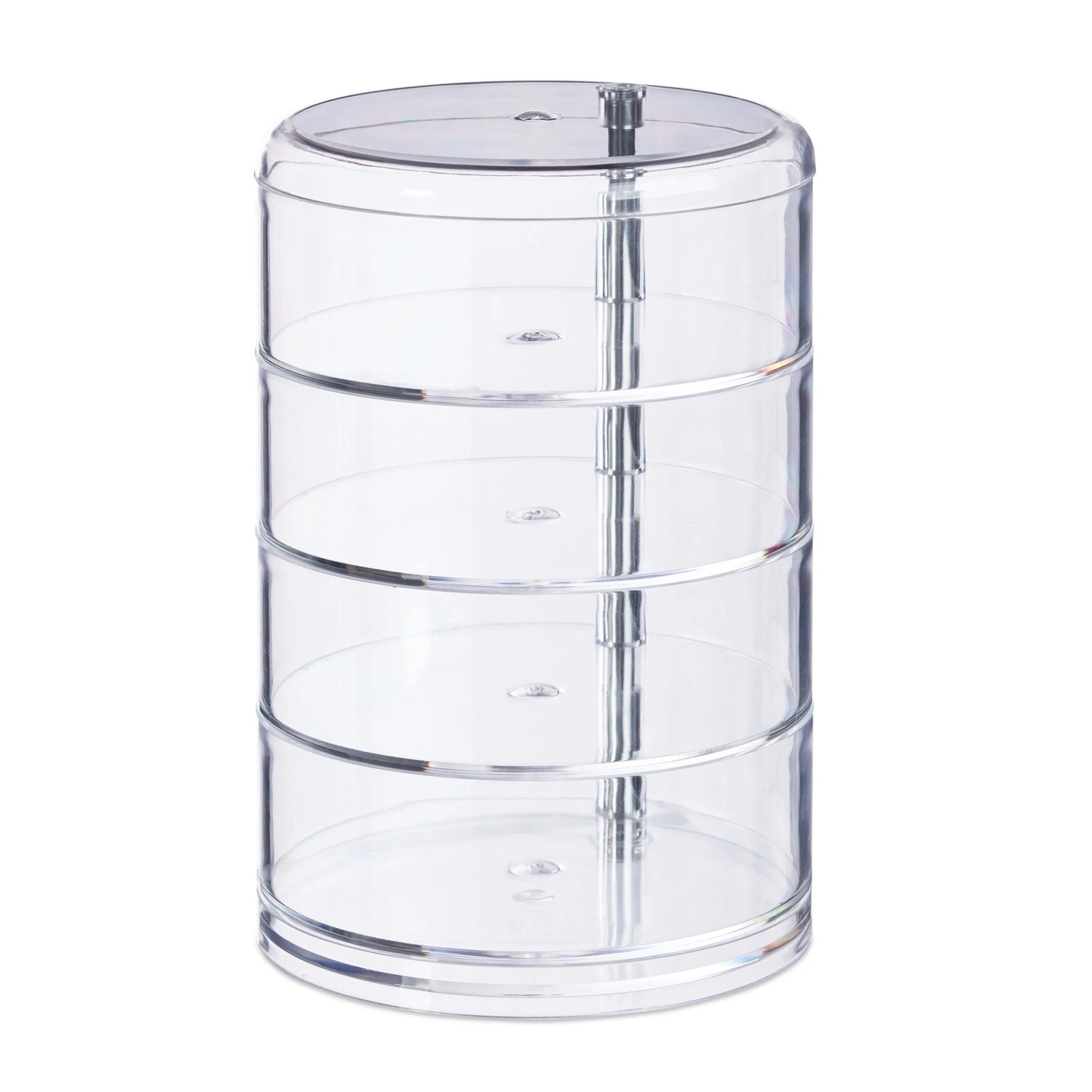 Relaxdays Kosmetikorganizer Acryl Transparent Drehbar 4 Fächer 17,5 cm x 11,5 cm x 11,5 cm 0,35 kg