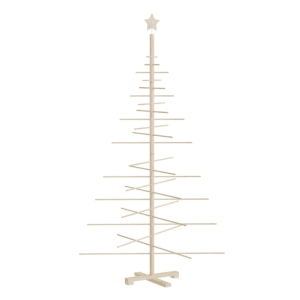 Holz Weihnachtsbaum zum Schmücken, 180 cm hoch, aus Kiefer Massivholz mit Sternspitze.