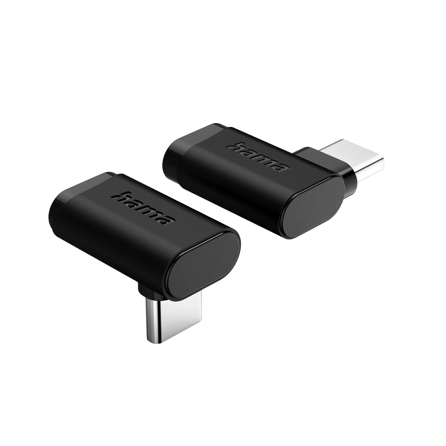 Hama USB-C-Winkeladapter 90° USB 3.2 Gen2 Schwarz 10 Gbit/s 5 A 240 W 2er Set
