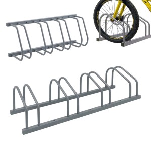 Relaxdays Fahrradständer Stahl Silber für 4 Fahrräder Boden und Wandmontage 27 cm x 101 cm x 24 cm