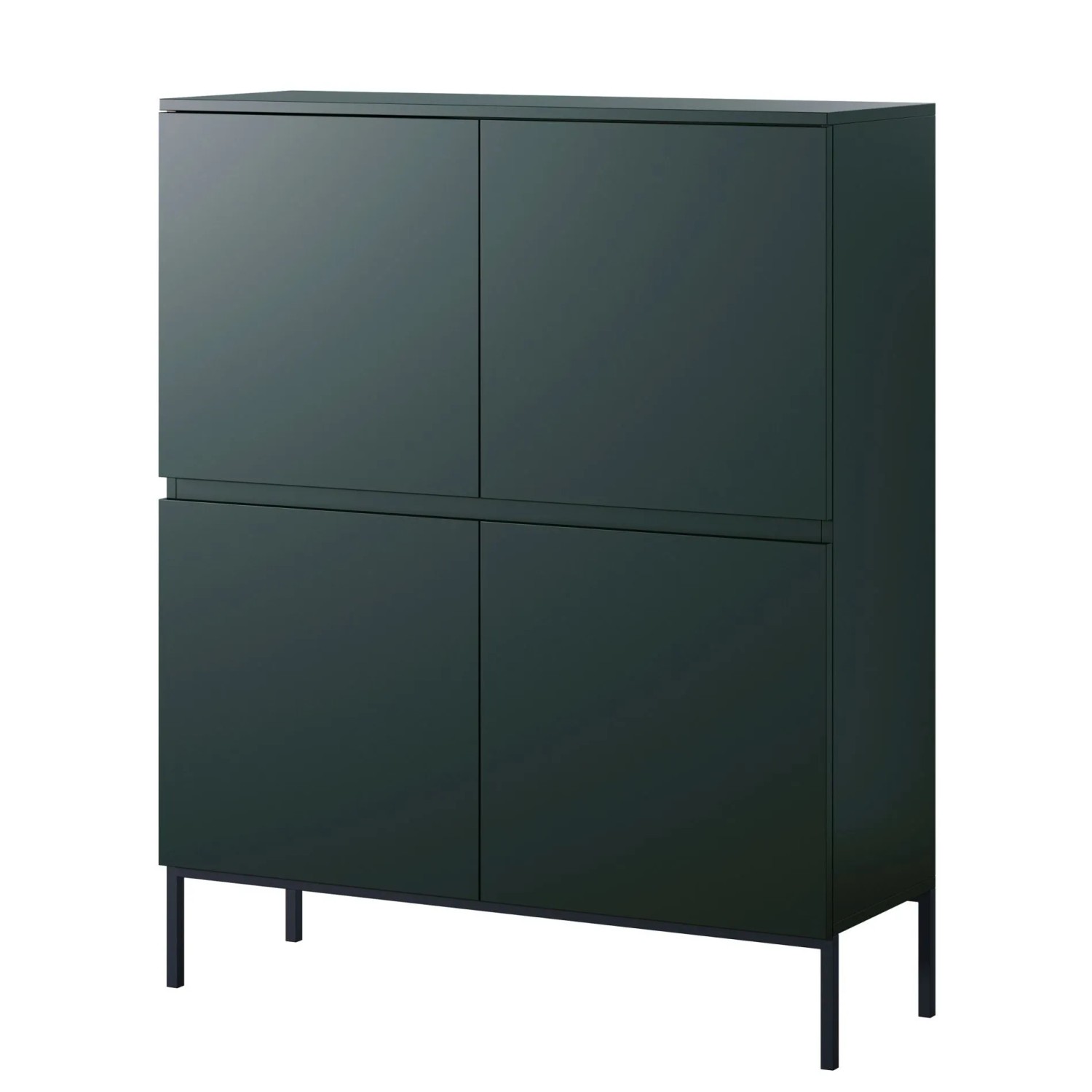 Selsey Highboard Bemmi 100 cm hoch Dunkelgrün mit schwarzen Beinen