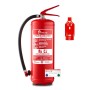 Roter FireLoq 6L Schaumlöscher mit Manometer, schwarzem Schlauch und rotem Wandhalter. Ideal für Brandschutz & Erste Hilfe.