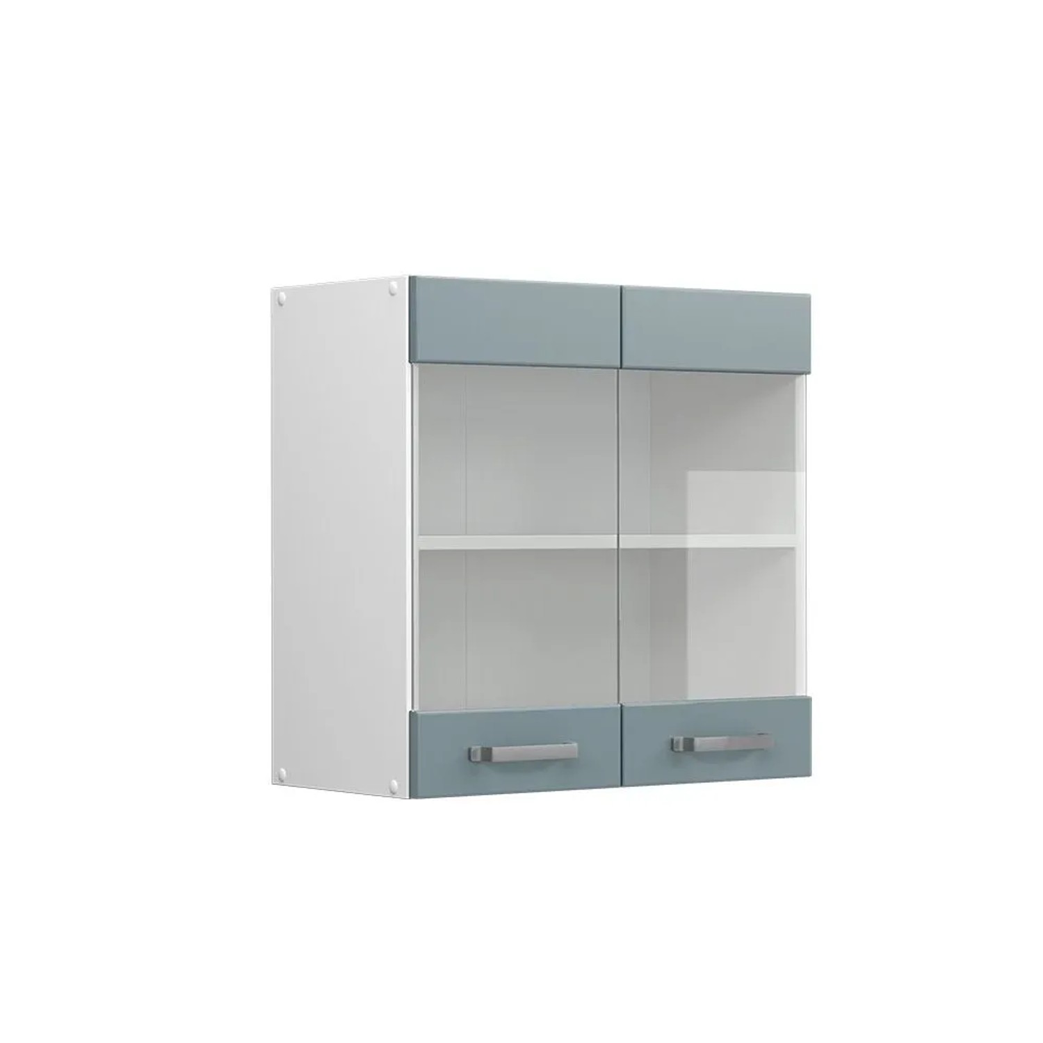 Vicco Küchenglasschrank R-Line Glashängeschrank Blau-Grau Weiß 60 cm