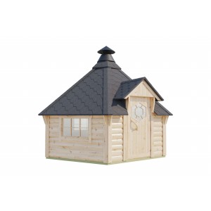 Finn Art Blockhaus Grill Gartenhaus Grillkota Exzellent 9 qm mit Grillanlage für max. 15 Personen