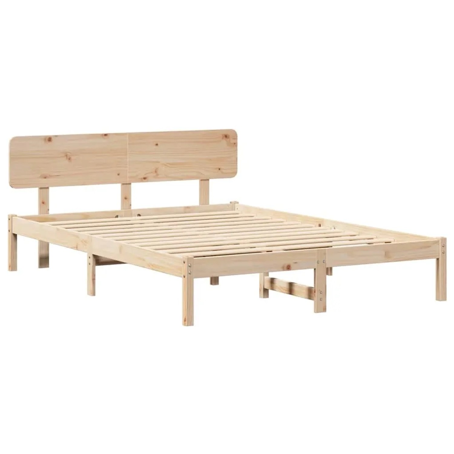 vidaXL Bettrahmen mit Kopfteil Natur 150 x 200 cm Massives Kiefernholz 872101