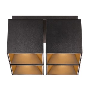 Nordlux 4-Spot Deckenleuchte Ethan GU10 schwarz quadratisch zwei Reflektorfarben enthalten Schwarz und Messing