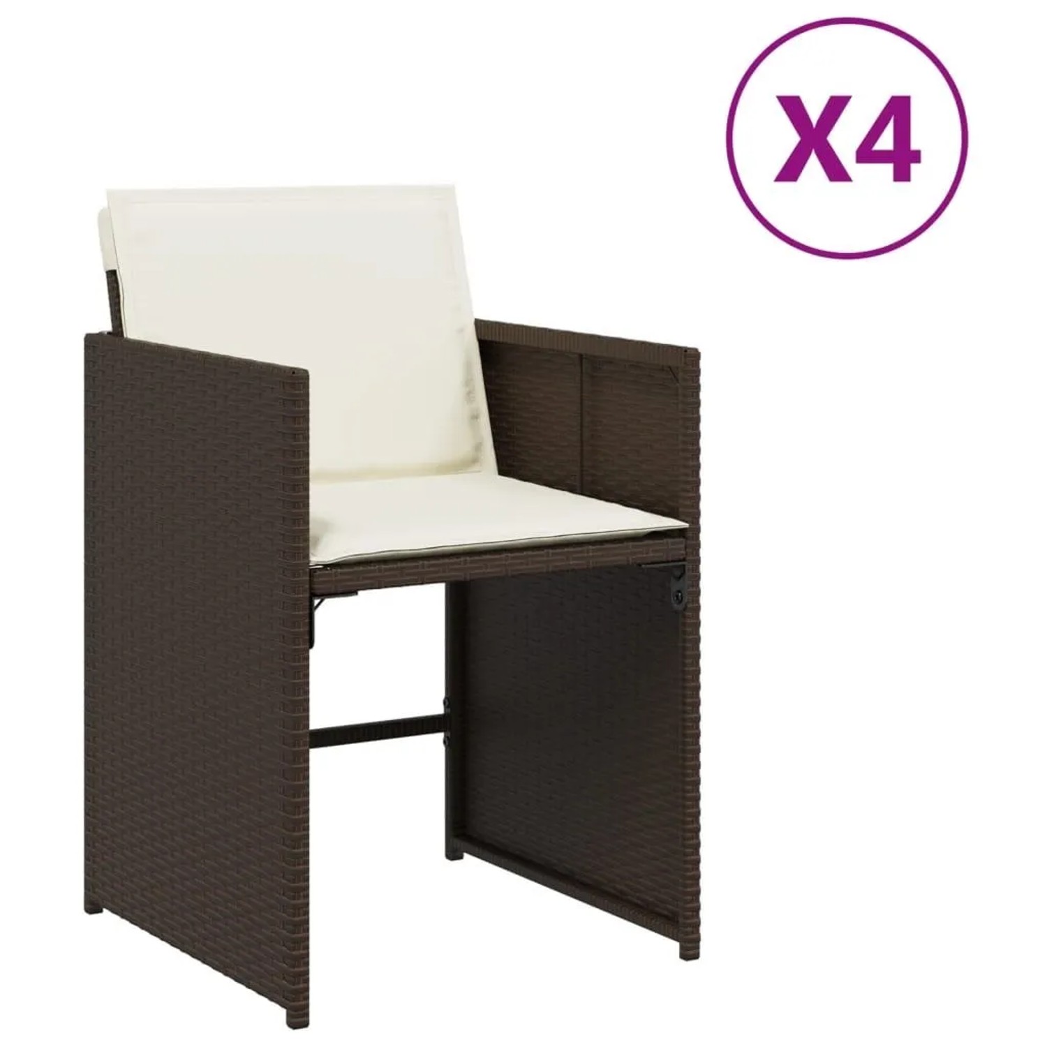 Furnicato Gartenstühle Mit Kissen 4 Stk Braun Poly Rattan