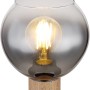Globo Tischlampe Moitas, schwarz matt mit Rauchglas, modernes Design für Wohnräume.