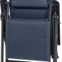 Zusammengeklappte, dunkelblaue Siena Garden Campingrelaxliege Premium XL.