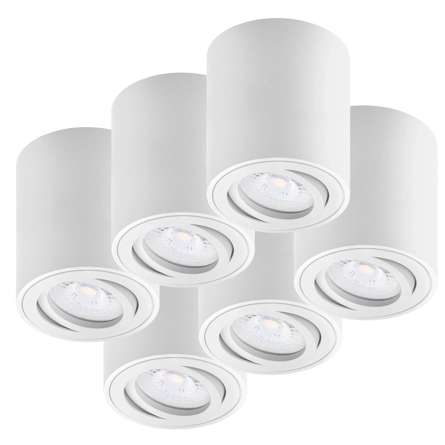 Oktaplex 6er Set Alu Deckenspot Lile M Schwenkbar inkl. LED-Module Warmweiß 3000K 230V Weiß